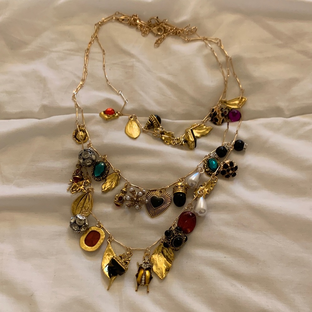 Free People Gold  Multi-Color Charm Necklace